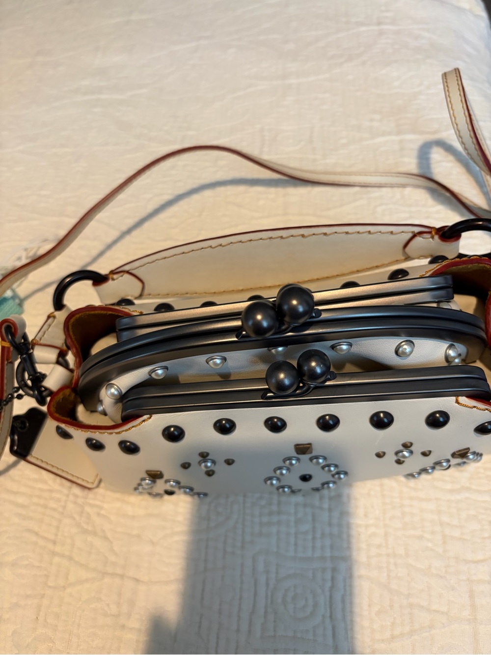 Coach Western Rivets collection Stud-Embellished Cream Crossbody Bag - Picture 2 of 6